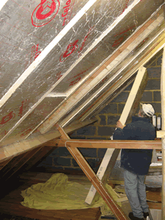 Insulating between the rafters in the loft